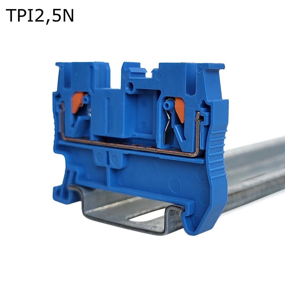 Клемма push-in проходная 2 контакта 2,5 мм2, синяя (TPI2,5N)