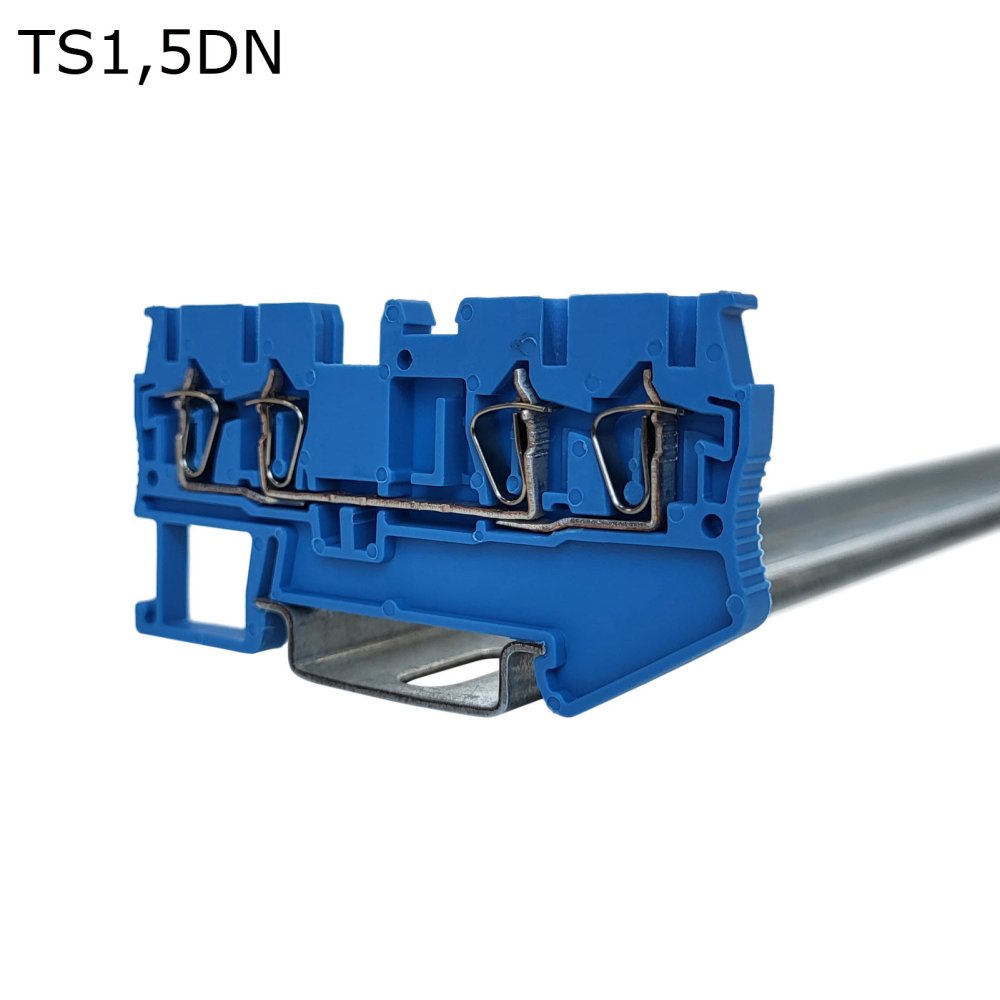 Клемма пружинная проходная 4 контакта 1,5 мм2, синяя (TS1,5DN)