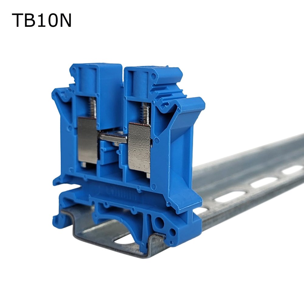 Клемма винтовая проходная 2 контакта 10 мм2, синяя (TB10N)