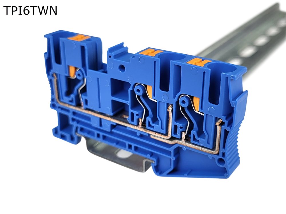 Клемма push-in проходная 3 контакта 6 мм2, синяя (TPI6TWN)