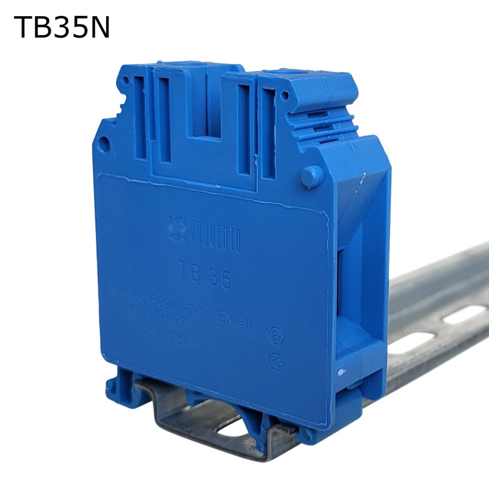 Клемма винтовая проходная 2 контакта 35 мм2, синяя (TB35N)