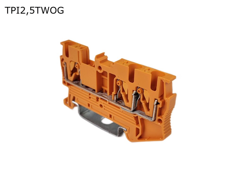 Клемма push-in проходная 3 контакта 2,5 мм2, оранжевая (TPI2,5TWOG)