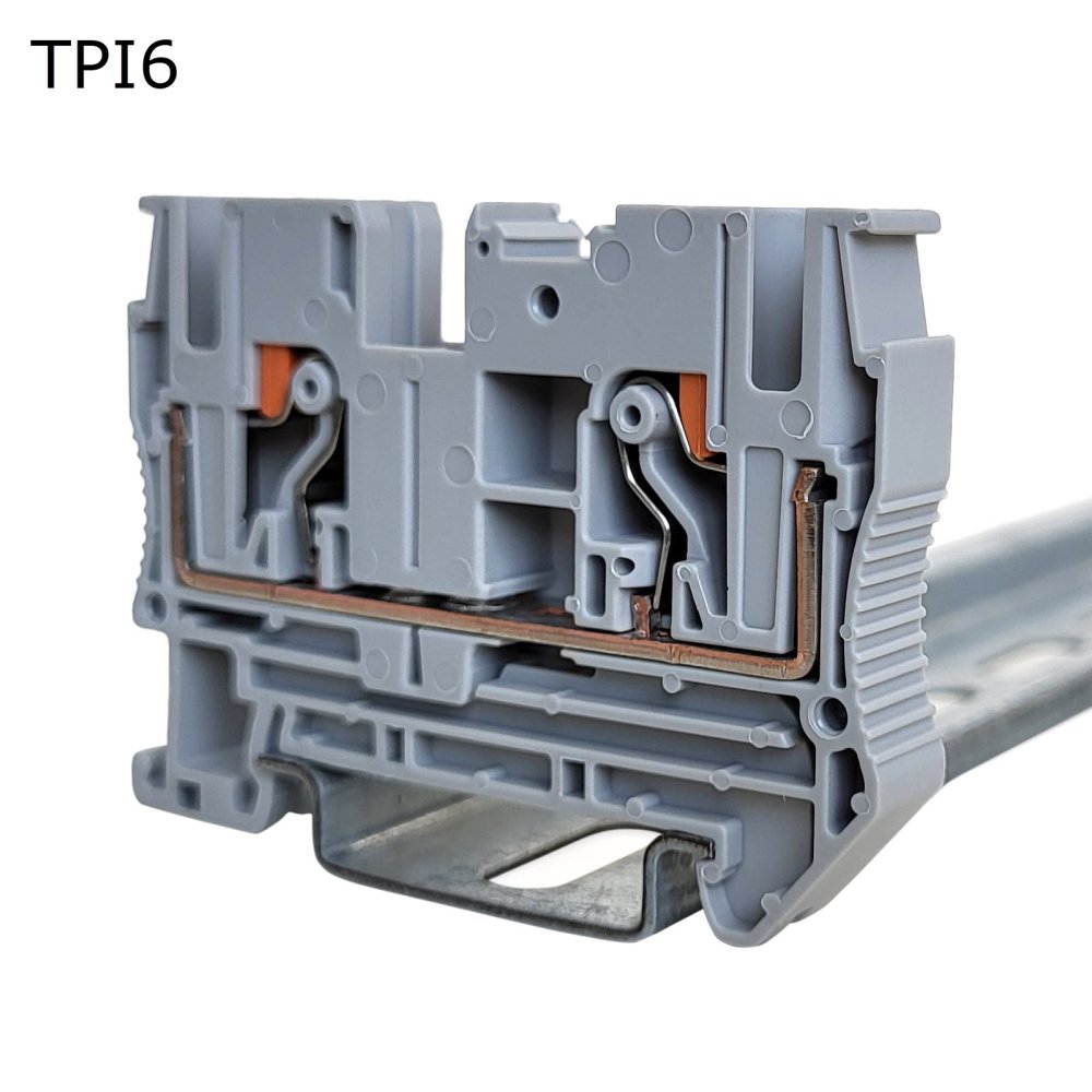 Клемма push-in проходная 2 контакта 6 мм2, серая (TPI6)