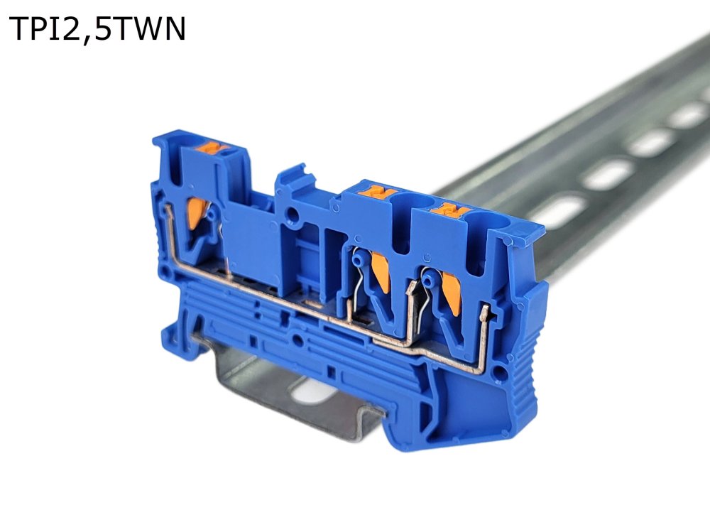 Клемма push-in проходная 3 контакта 2,5 мм2, синяя (TPI2,5TWN)