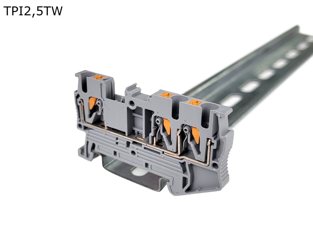 Клемма push-in проходная 3 контакта 2,5 мм2, серая (TPI2,5TW)