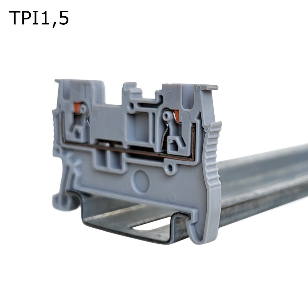 Клемма push-in проходная 2 контакта 1,5 мм2, серая (TPI1,5)