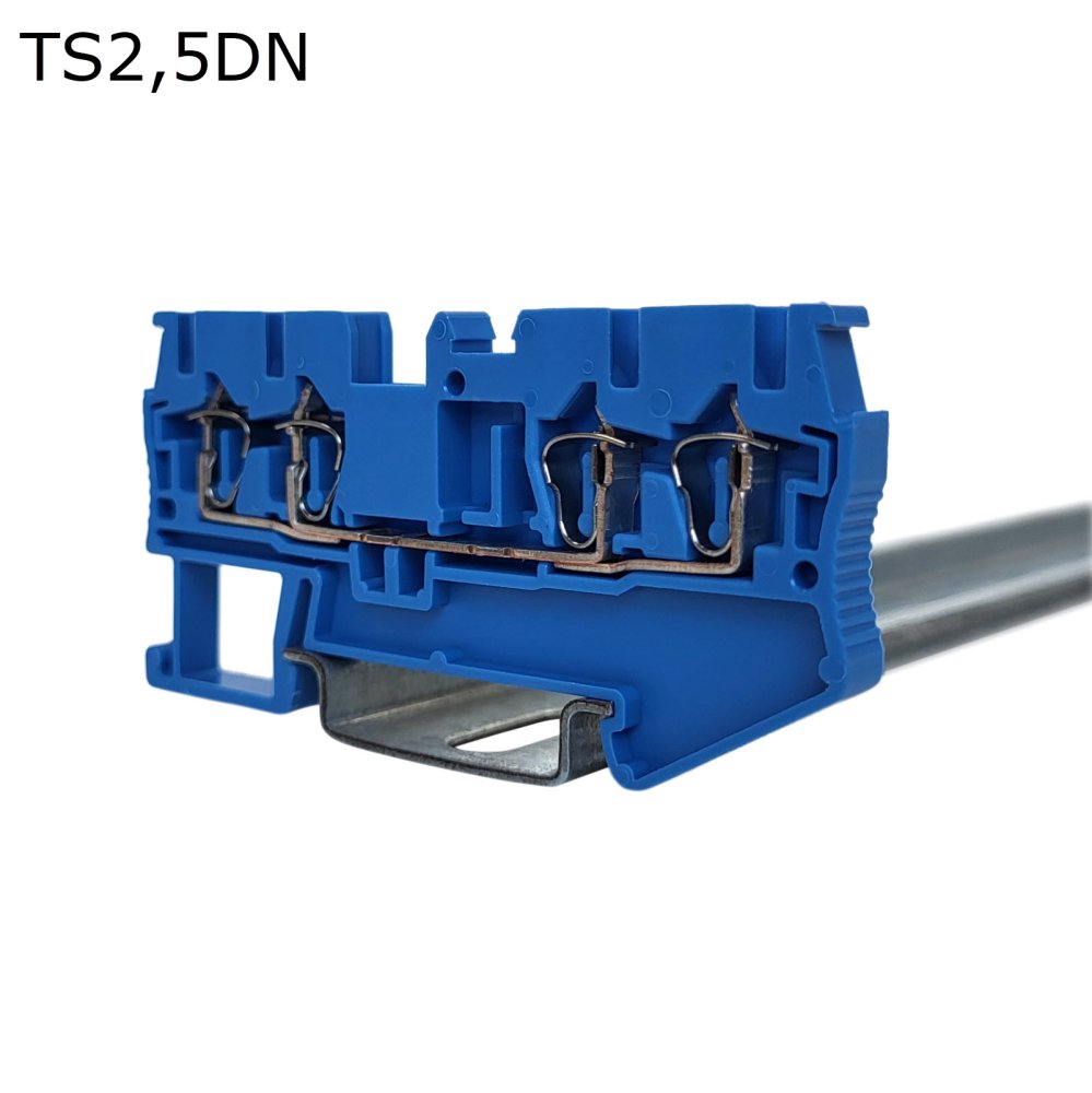 Клемма пружинная проходная 4 контакта 2,5 мм2, синяя (TS2,5DN)