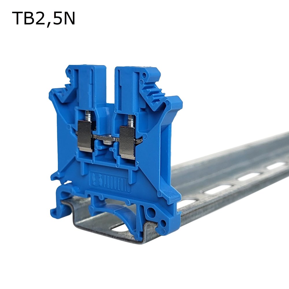 Клемма винтовая проходная 2 контакта 2,5 мм2, синяя (TB2,5N)