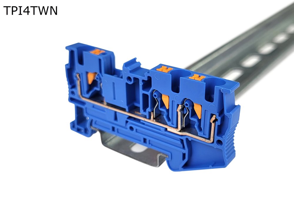 Клемма push-in проходная 3 контакта 4 мм2, синяя (TPI4TWN)