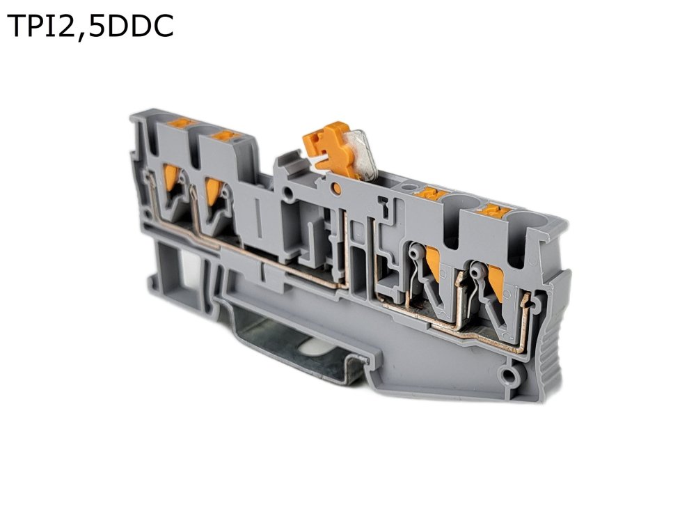 Клемма push-in c ножевым размыкателем 4 контакта 2,5 мм2, серая (TPI2,5DDC)