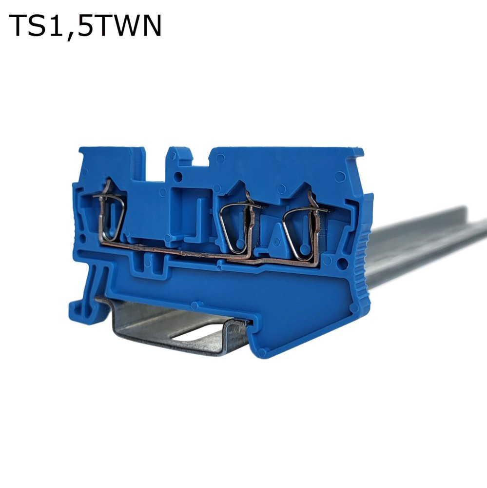 Клемма пружинная проходная 3 контакта 1,5 мм2, синяя (TS1,5TWN)