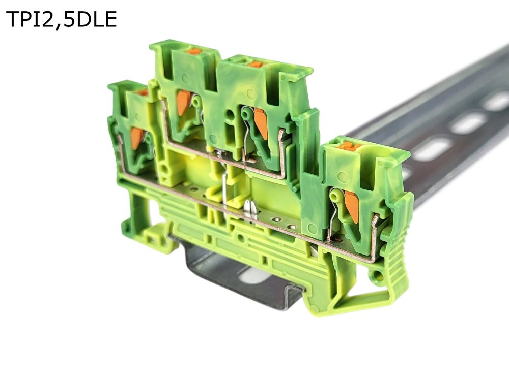 Клемма push-in двухуровневая 4 контакта, 2,5 мм2, заземляющая (TPI2,5DLE)