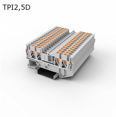 Клемма push-in проходная 4 контакта 2,5 мм2, серая (TPI2,5D)