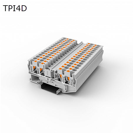 Клемма push-in проходная 4 контакта 4 мм2, серая (TPI4D)