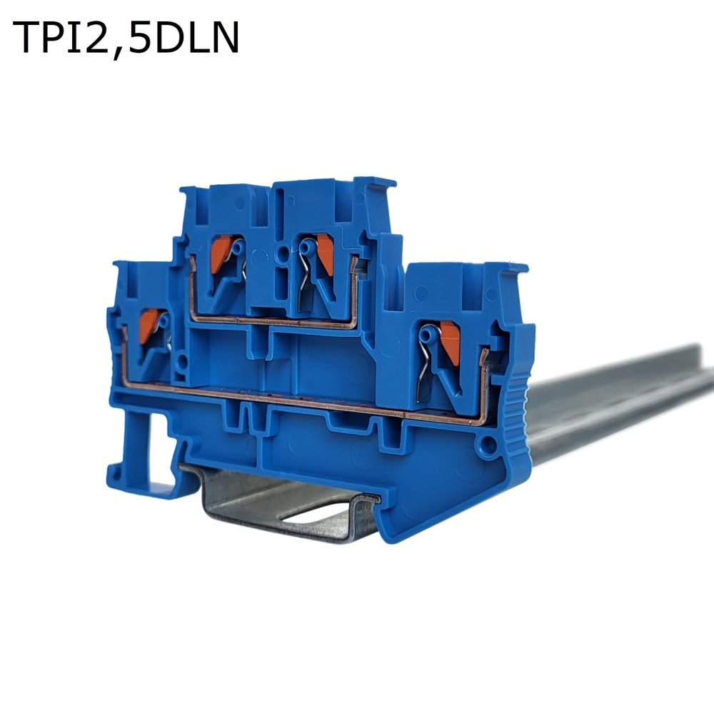 Клемма push-in двухуровневая 4 контакта, 2,5 мм2, синяя (TPI2,5DLN)