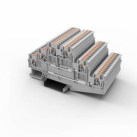 Клемма push-in трехуровневая 6 контакта, 2,5 мм2, серая (TPI2,5TR)