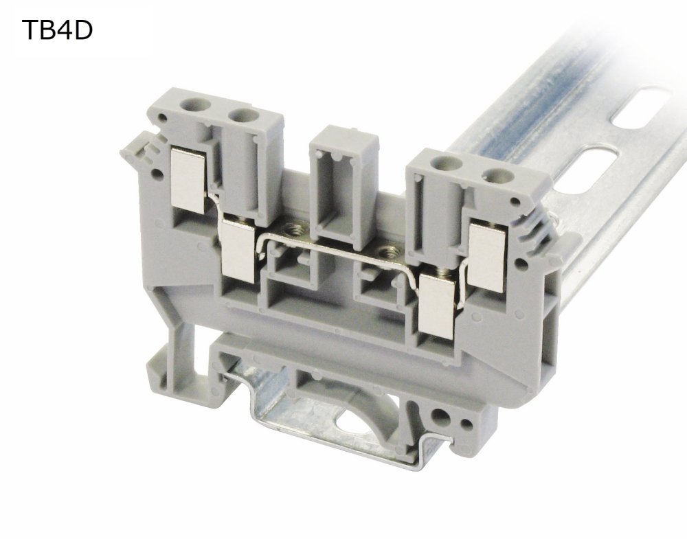 Клемма винтовая проходная 4 контакта, 4 мм2, серая (TB4D)