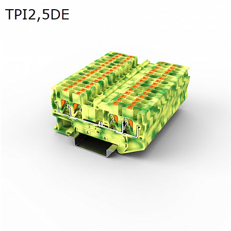 Клемма push-in проходная 4 контакта 2,5 мм2, заземляющая (TPI2,5DE)