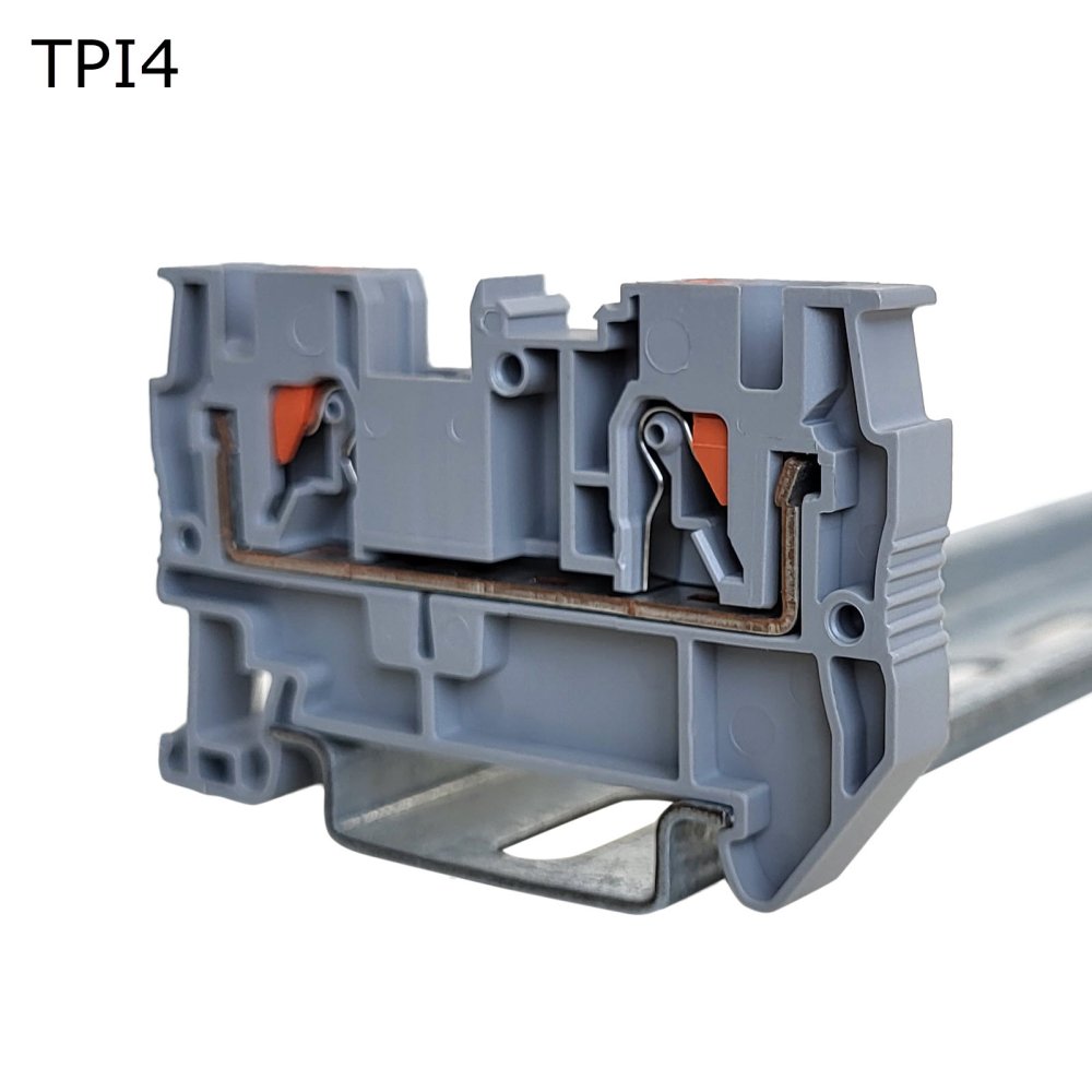 Клемма push-in проходная 2 контакта 4 мм2, серая (TPI4)