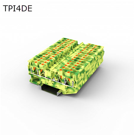 Клемма push-in проходная 4 контакта 4 мм2, заземляющая (TPI4DE)