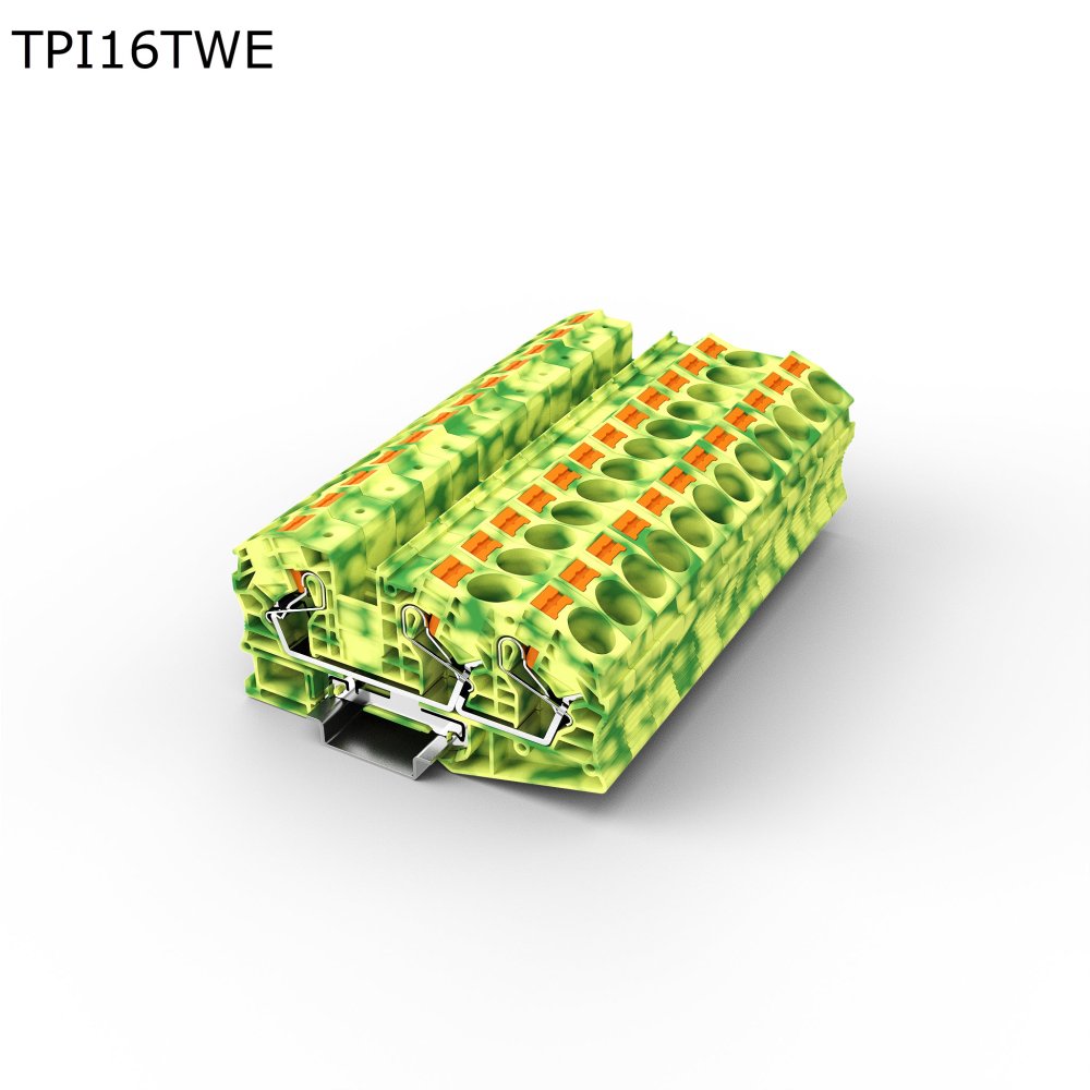 Клемма push-in проходная 3 контакта 16 мм2, заземляющая (TPI16TWE)