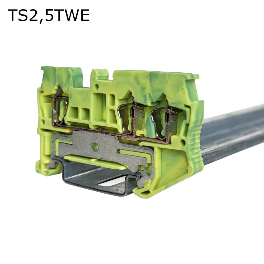 Клемма пружинная проходная 3 контакта 2,5 мм2, заземляющая (TS2,5TWE)