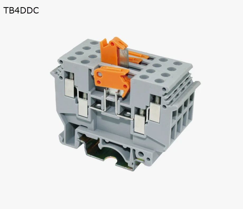 Клемма винтовая с ножевым с размыкателем 4 контакта 4 мм2, серая (TB4DDC)