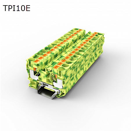 Клемма push-in проходная 2 контакта 10 мм2, заземляющая (TPI10E)