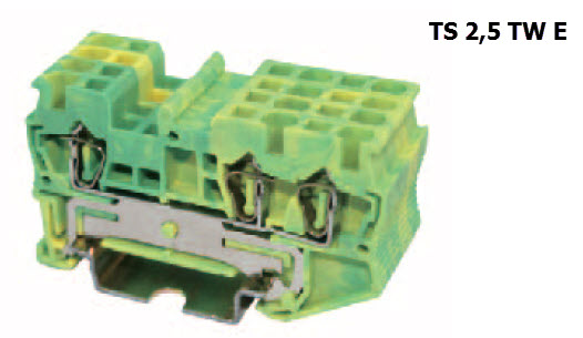 Клемма пружинная заземляющая три точки подключения, 45 шт. (TS 2,5 TW E)