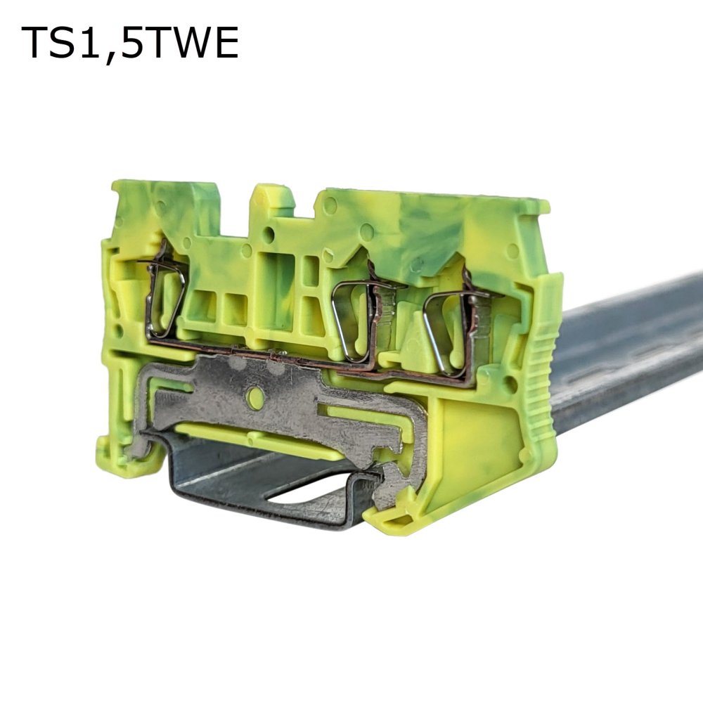 Клемма пружинная проходная 3 контакта 1,5 мм2, заземляющая (TS1,5TWE)