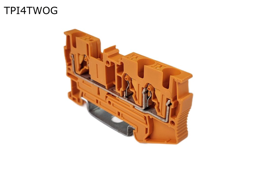 Клемма push-in проходная 3 контакта 4 мм2, оранжевая (TPI4TWOG)