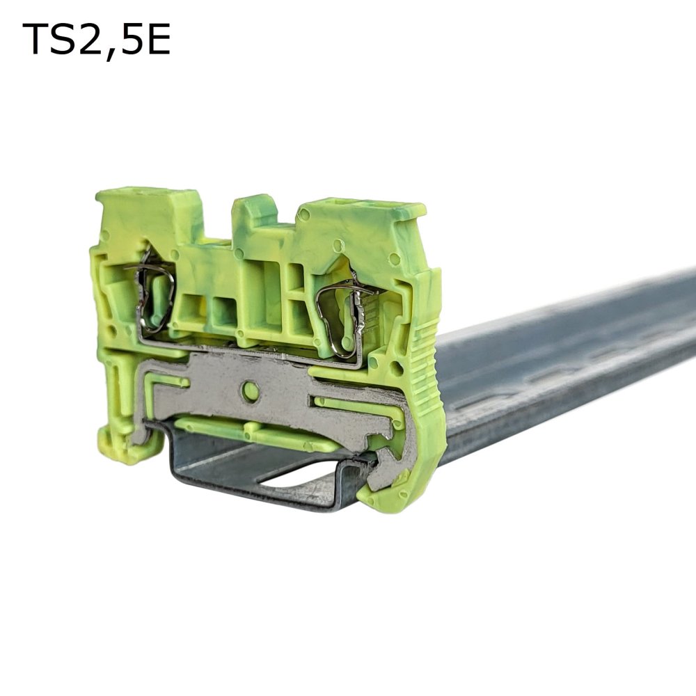 Клемма пружинная проходная 2 контакта 2,5 мм2, заземляющая (TS2,5E)