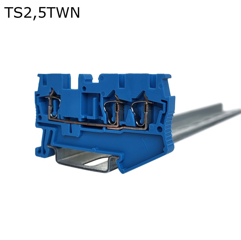 Клемма пружинная проходная 3 контакта 2,5 мм2, синяя (TS2,5TWN)