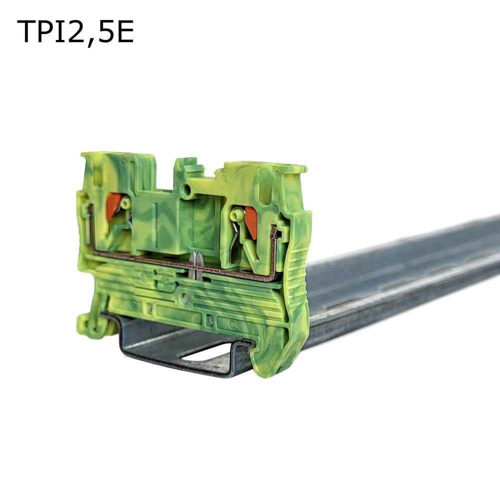 Клемма push-in проходная 2 контакта 2,5 мм2, заземляющая (TPI2,5E)